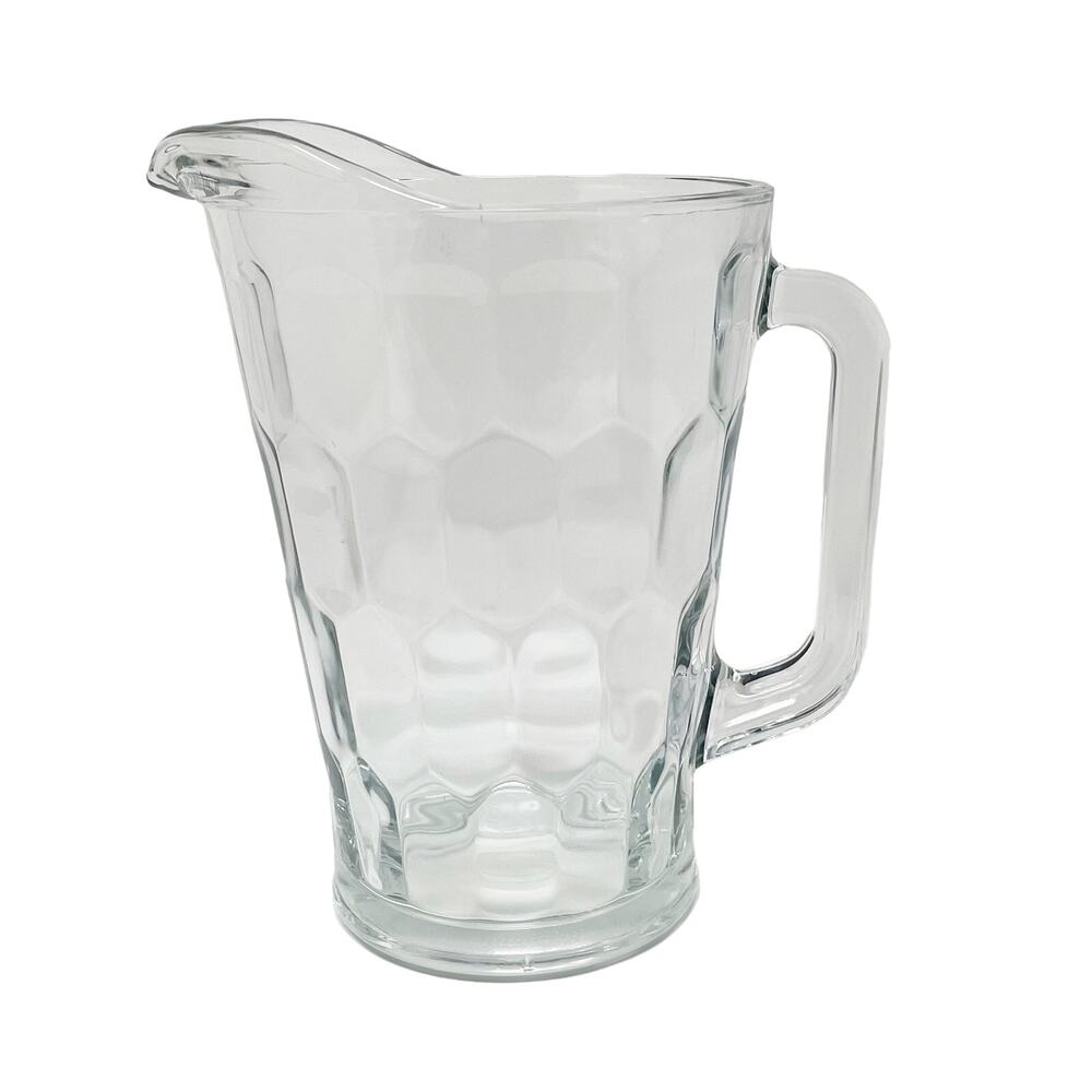 Vintage Crisa Glass Water Drink Pitcher Thick Heavy Bubble Cut RARE EUC Holiday